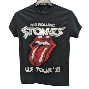 Rolling Stones Band T Shirt Women Size S Graphic Print Retro Rocker Tour Tee Y2K